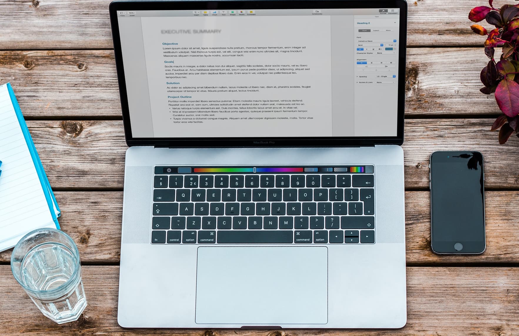 laptop displaying a document