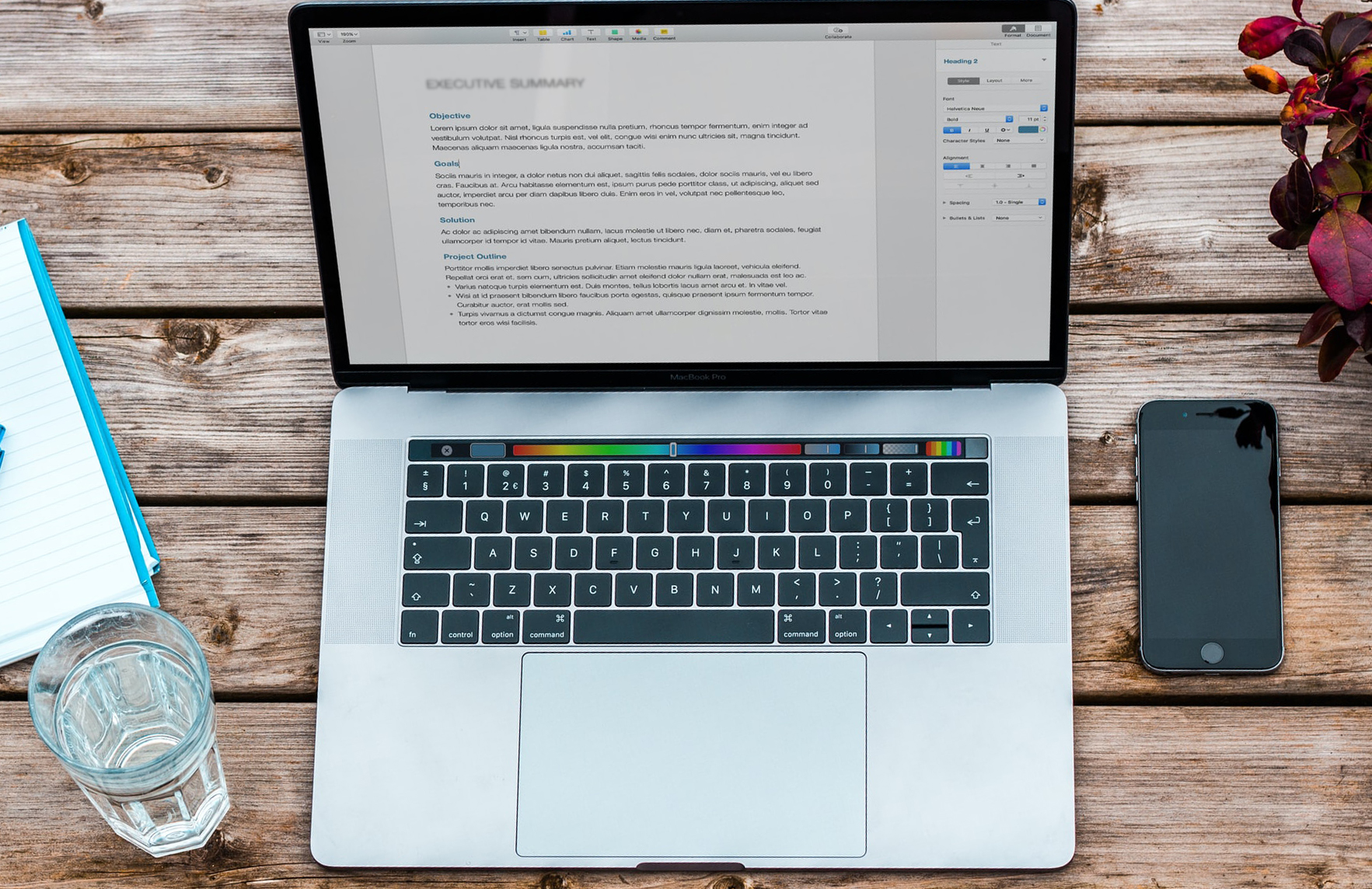 laptop displaying a document